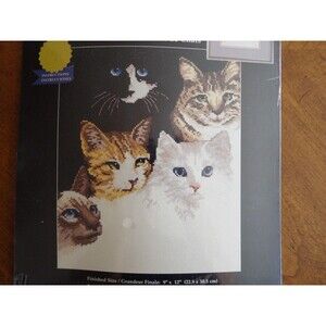 Vtg 1998 Cats' Eye Janlynn Counted Cross Stitch Kit #13-249 New Kitten Kitty USA